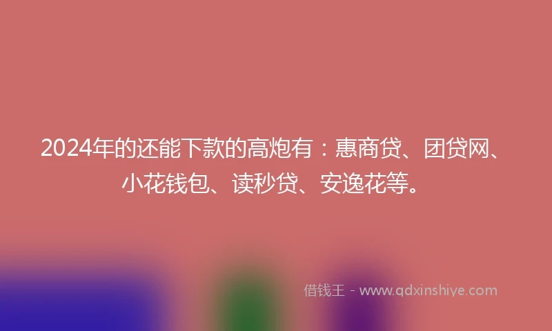 2024年的还能下款的高炮有：惠商贷、团贷网、小花钱包、读秒贷、安逸花等。