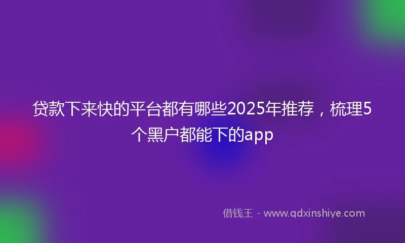 贷款下来快的平台都有哪些2025年推荐，梳理5个黑户都能下的app
