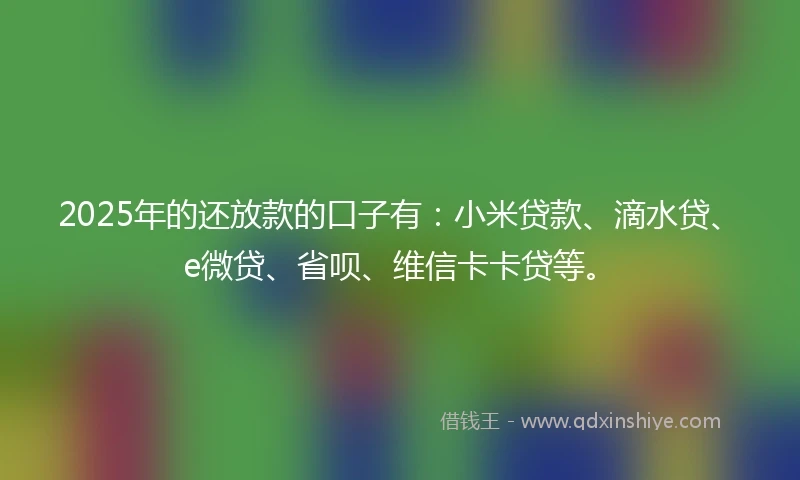 2025年的还放款的口子有：小米贷款、滴水贷、e微贷、省呗、维信卡卡贷等。