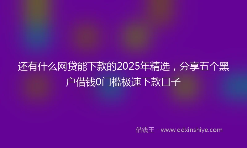 还有什么网贷能下款的2025年精选，分享五个黑户借钱0门槛极速下款口子