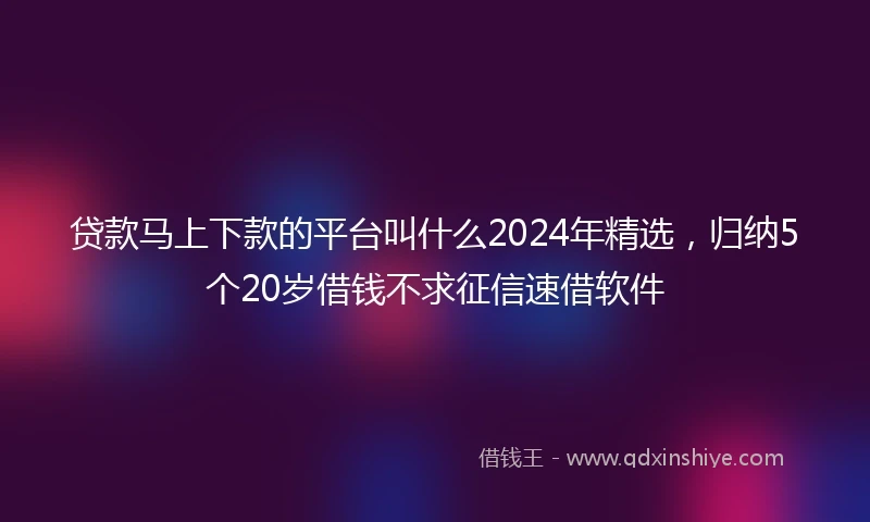 贷款马上下款的平台叫什么2024年精选，归纳5个20岁借钱不求征信速借软件