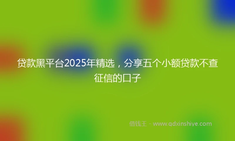 贷款黑平台2025年精选，分享五个小额贷款不查征信的口子