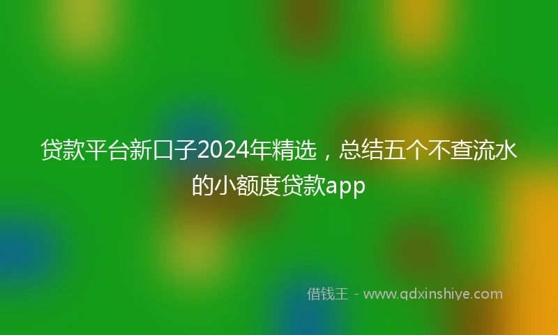 贷款平台新口子2024年精选，总结五个不查流水的小额度贷款app