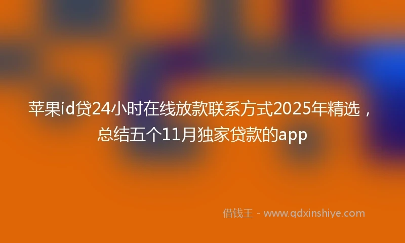 苹果id贷24小时在线放款联系方式2025年精选，总结五个11月独家贷款的app