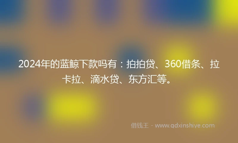 2024年的蓝鲸下款吗有：拍拍贷、360借条、拉卡拉、滴水贷、东方汇等。