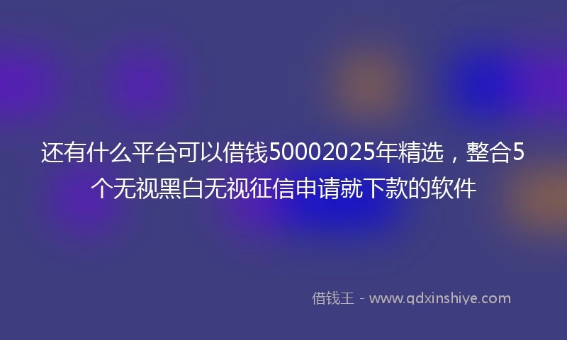 还有什么平台可以借钱50002025年精选，整合5个无视黑白无视征信申请就下款的软件