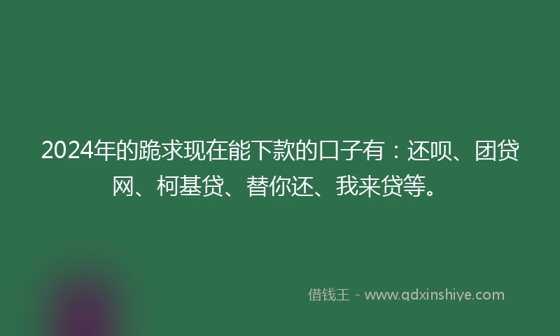 2024年的跪求现在能下款的口子有：还呗、团贷网、柯基贷、替你还、我来贷等。
