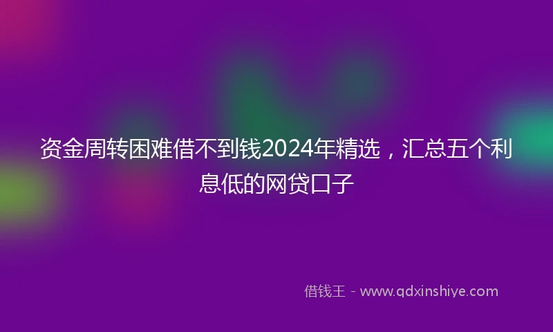 资金周转困难借不到钱2024年精选，汇总五个利息低的网贷口子