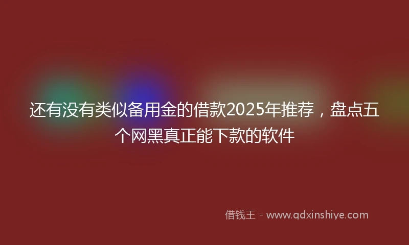 还有没有类似备用金的借款2025年推荐，盘点五个网黑真正能下款的软件