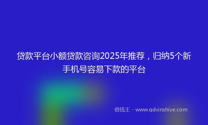 贷款平台小额贷款咨询2025年推荐，归纳5个新手机号容易下款的平台