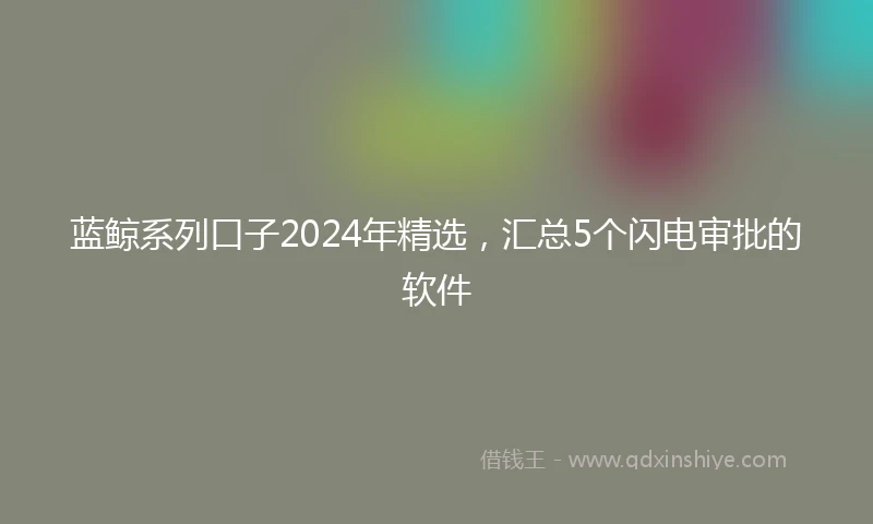 蓝鲸系列口子2024年精选，汇总5个闪电审批的软件