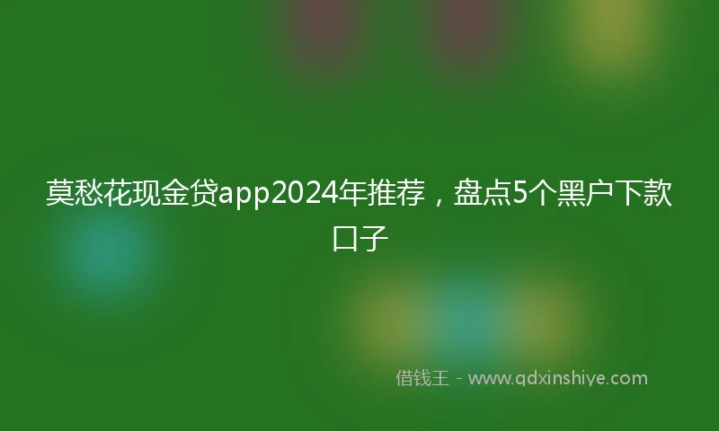 莫愁花现金贷app2024年推荐，盘点5个黑户下款口子
