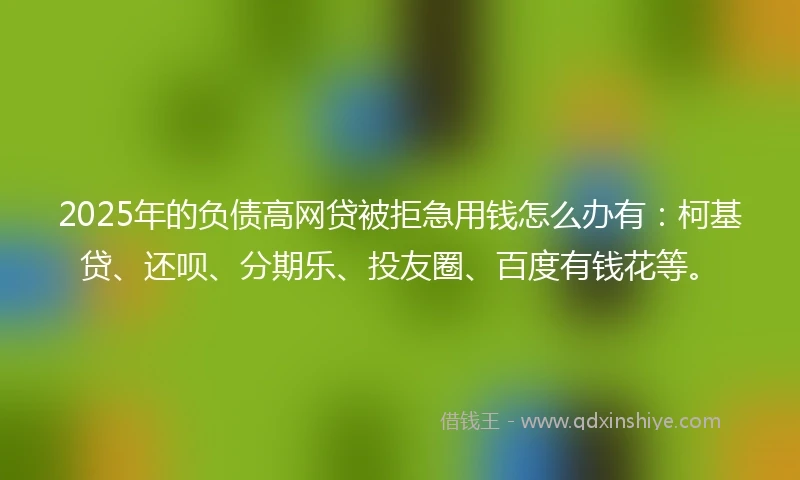 2025年的负债高网贷被拒急用钱怎么办有：柯基贷、还呗、分期乐、投友圈、百度有钱花等。