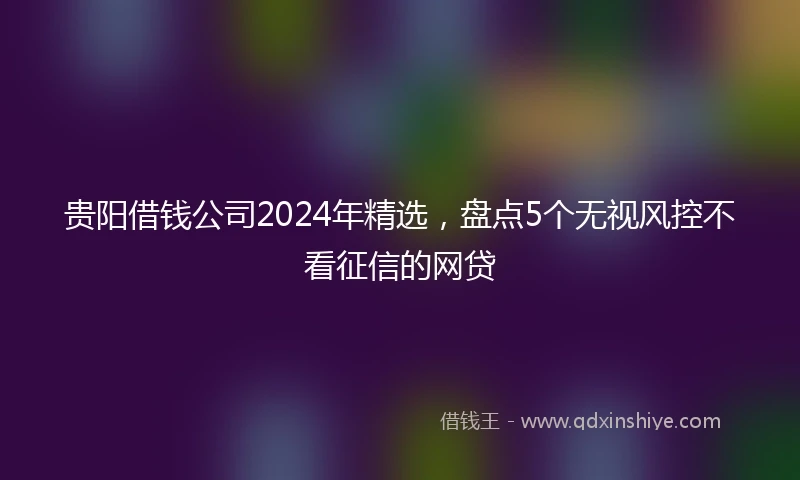 贵阳借钱公司2024年精选，盘点5个无视风控不看征信的网贷