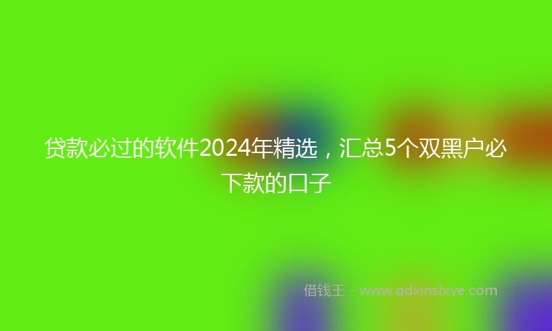 贷款必过的软件2024年精选,汇总5个双黑户必下款的口子