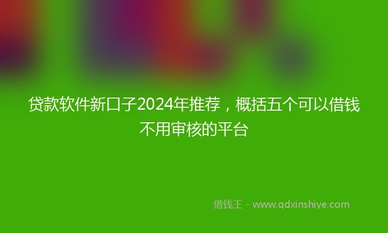 贷款软件新口子2024年推荐，概括五个可以借钱不用审核的平台