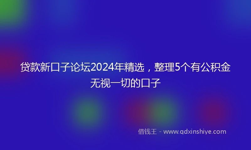 贷款新口子论坛2024年精选,整理5个有公积金无视一切的口子