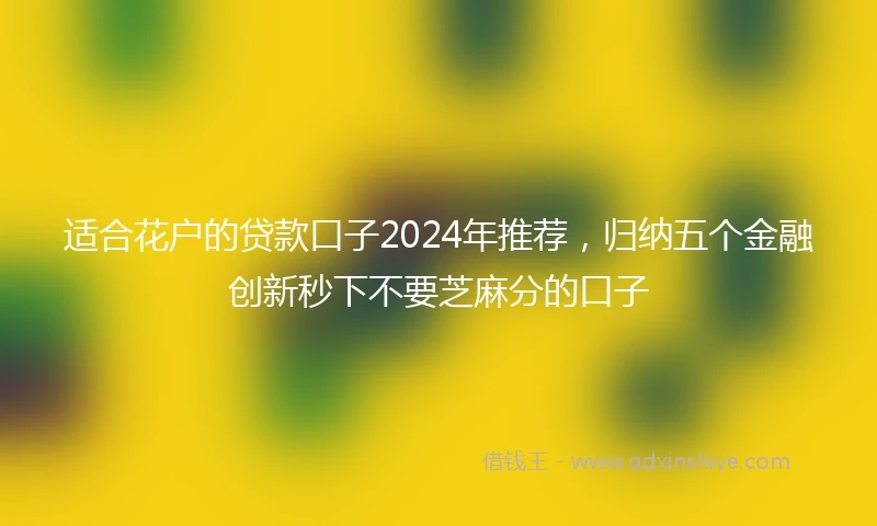 适合花户的贷款口子2024年推荐，归纳五个金融创新秒下不要芝麻分的口子