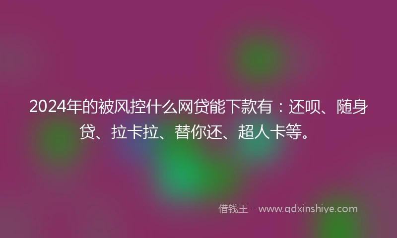 2024年的被风控什么网贷能下款有：还呗、随身贷、拉卡拉、替你还、超人卡等。