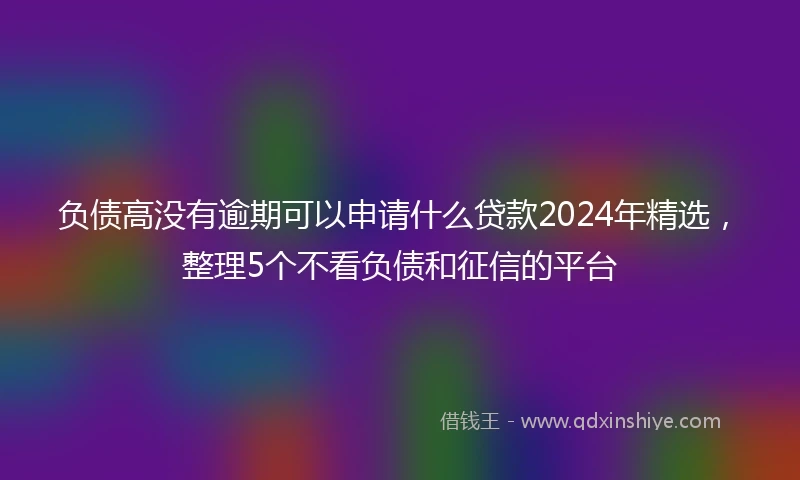 负债高没有逾期可以申请什么贷款2024年精选，整理5个不看负债和征信的平台