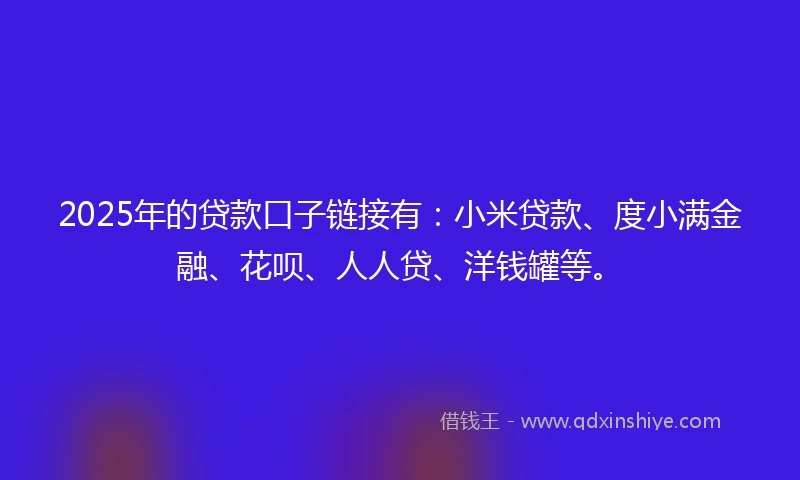 2025年的贷款口子链接有：小米贷款、度小满金融、花呗、人人贷、洋钱罐等。