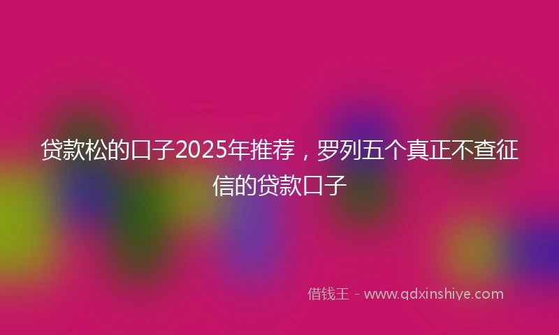 贷款松的口子2025年推荐，罗列五个真正不查征信的贷款口子