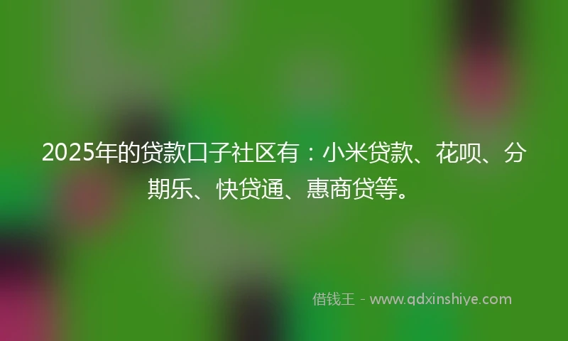 2025年的贷款口子社区有：小米贷款、花呗、分期乐、快贷通、惠商贷等。
