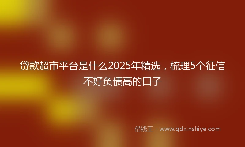 贷款超市平台是什么2025年精选，梳理5个征信不好负债高的口子