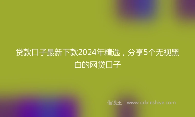 贷款口子最新下款2024年精选，分享5个无视黑白的网贷口子