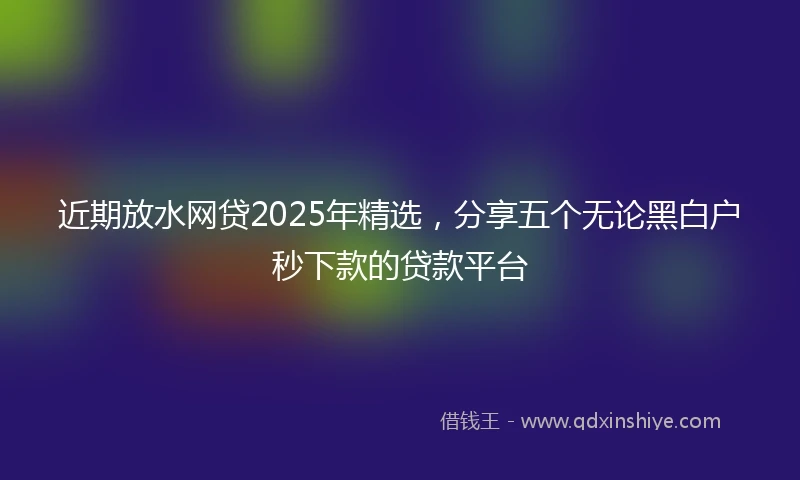 近期放水网贷2025年精选，分享五个无论黑白户秒下款的贷款平台