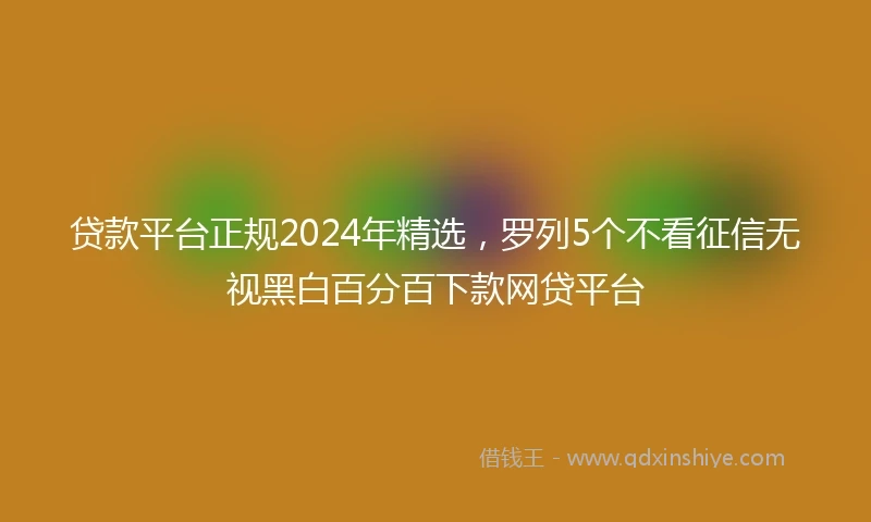 贷款平台正规2024年精选，罗列5个不看征信无视黑白百分百下款网贷平台