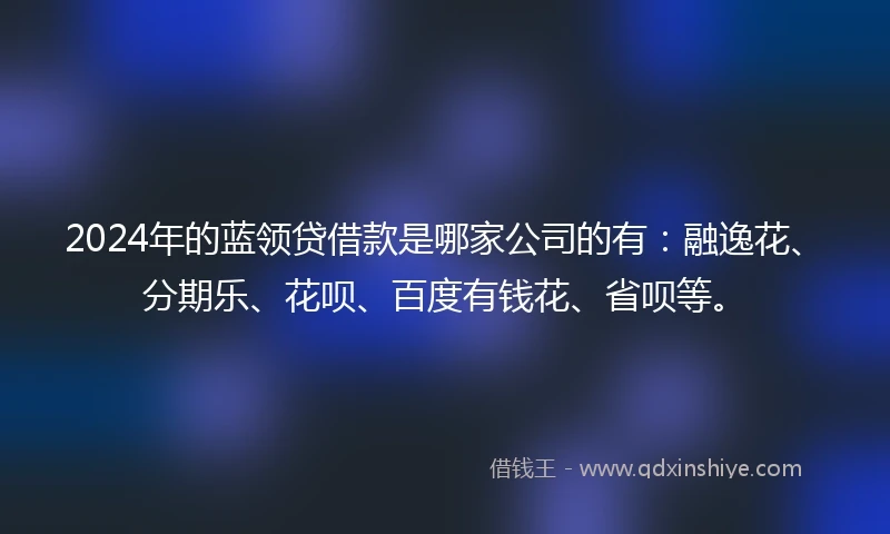 2024年的蓝领贷借款是哪家公司的有：融逸花、分期乐、花呗、百度有钱花、省呗等。