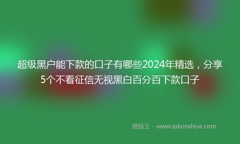 超级黑户能下款的口子有哪些2024年精选,分享5个不看征信无视黑白百分百下款口子