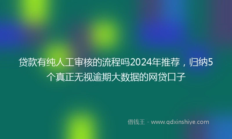 贷款有纯人工审核的流程吗2024年推荐，归纳5个真正无视逾期大数据的网贷口子