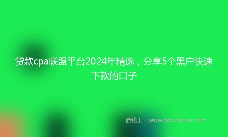 贷款cpa联盟平台2024年精选，分享5个黑户快速下款的口子
