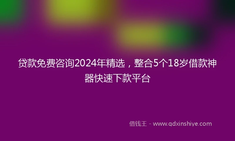 贷款免费咨询2024年精选，整合5个18岁借款神器快速下款平台
