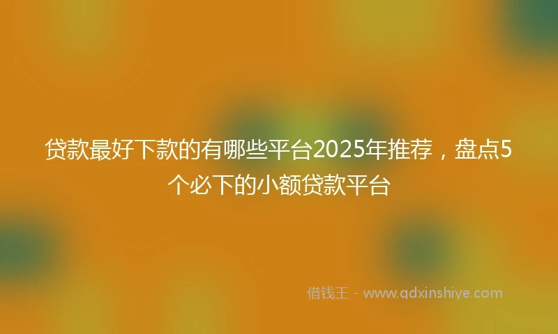 贷款最好下款的有哪些平台2025年推荐，盘点5个必下的小额贷款平台