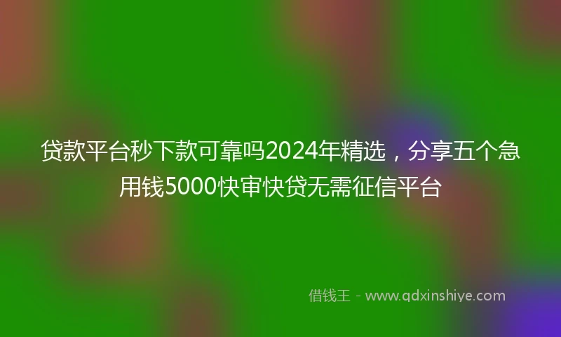 贷款平台秒下款可靠吗2024年精选，分享五个急用钱5000快审快贷无需征信平台