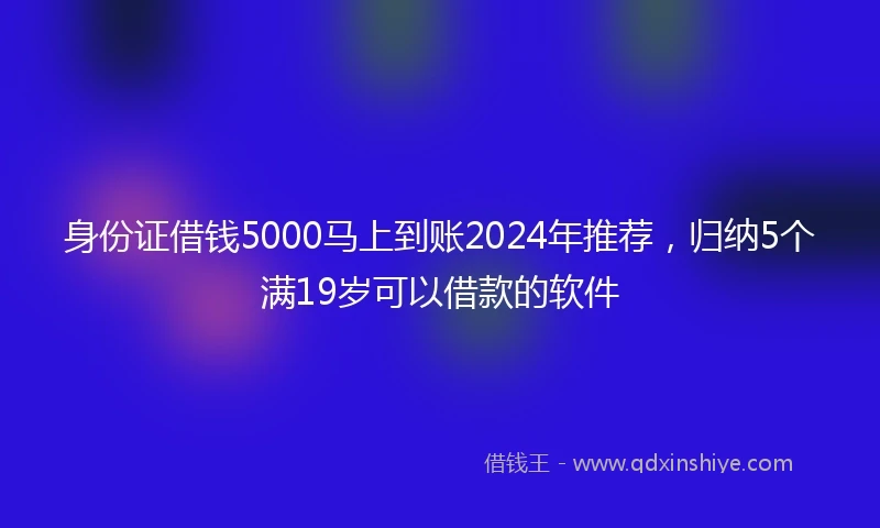 身份证借钱5000马上到账2024年推荐，归纳5个满19岁可以借款的软件
