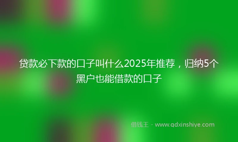 贷款必下款的口子叫什么2025年推荐，归纳5个黑户也能借款的口子