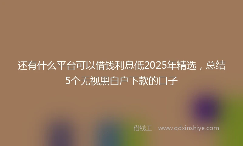 还有什么平台可以借钱利息低2025年精选，总结5个无视黑白户下款的口子