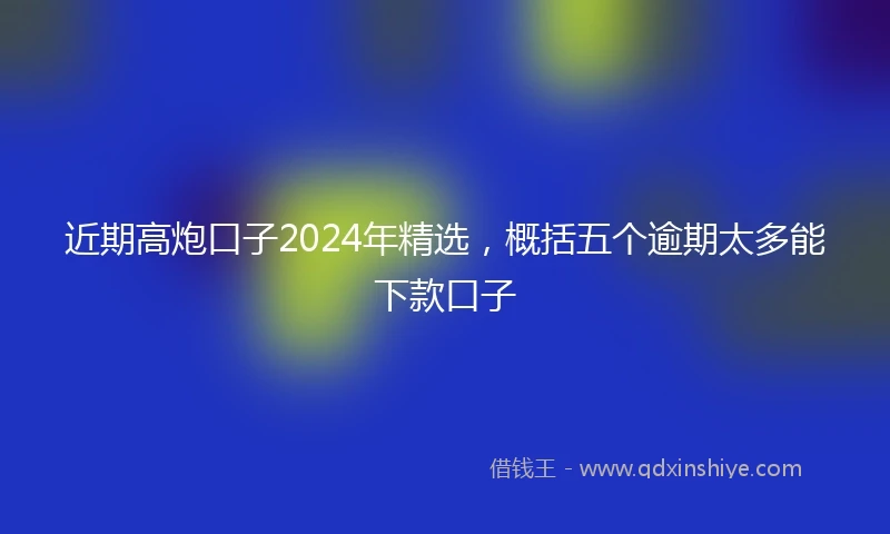 近期高炮口子2024年精选，概括五个逾期太多能下款口子
