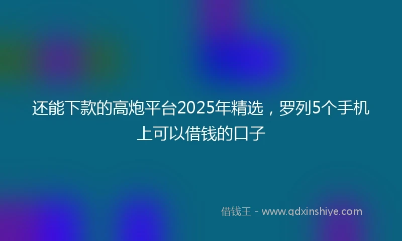 还能下款的高炮平台2025年精选，罗列5个手机上可以借钱的口子