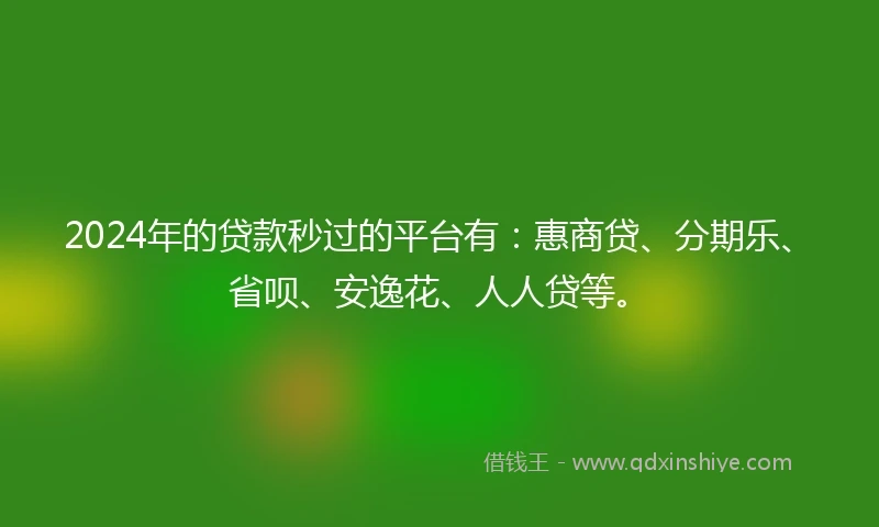 2024年的贷款秒过的平台有：惠商贷、分期乐、省呗、安逸花、人人贷等。