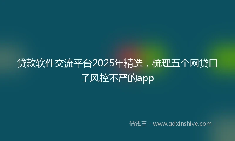 贷款软件交流平台2025年精选，梳理五个网贷口子风控不严的app