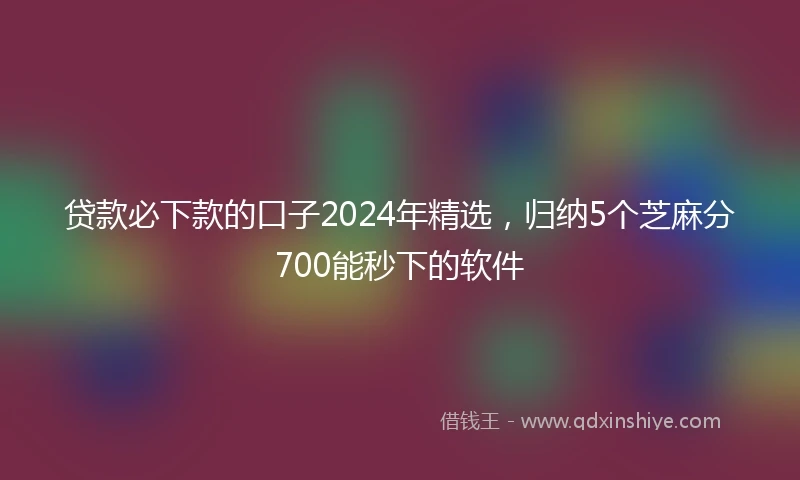 贷款必下款的口子2024年精选，归纳5个芝麻分700能秒下的软件