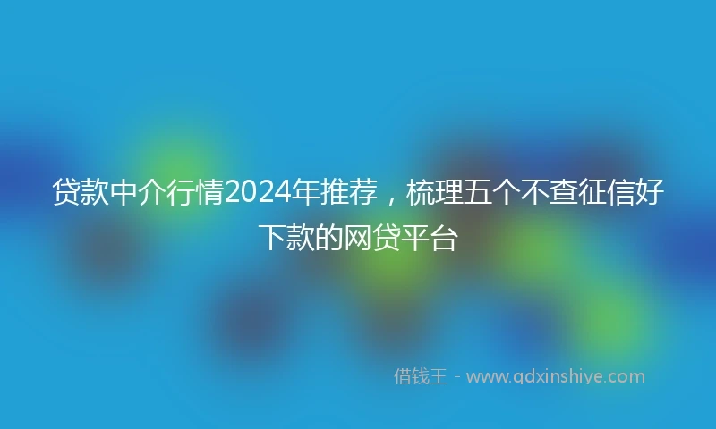 贷款中介行情2024年推荐，梳理五个不查征信好下款的网贷平台