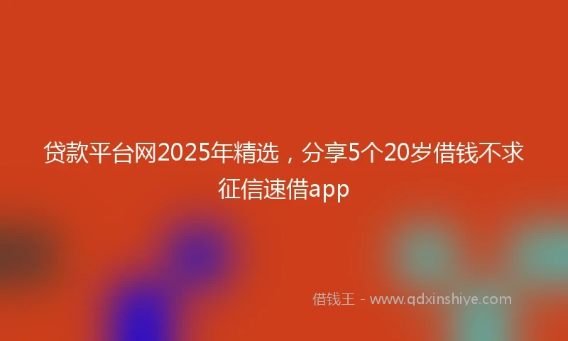 贷款平台网2025年精选，分享5个20岁借钱不求征信速借app