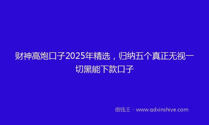 财神高炮口子2025年精选，归纳五个真正无视一切黑能下款口子