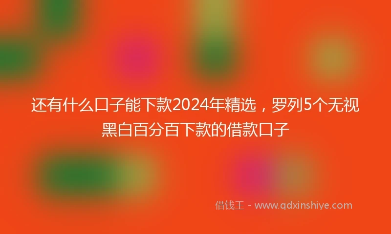 还有什么口子能下款2024年精选，罗列5个无视黑白百分百下款的借款口子